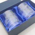 Boxed Heavy Pair Glass Whisky Tumblers Horse Show Jumping - Vintage (#61642) 3