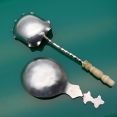 Unmarked Silver Oriental Sugar Shovel & Caddy Spoon - White Metal (#61669) 2