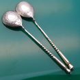 2x 1893 Russian Solid Silver Coffee Spoons Antique (#61794) 4