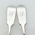 Initial 's' Pair Of Fiddle Pattern Salt Spoons Sterling Silver 1863 Antique (#61850) 4