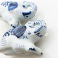 Pair Of Vintage Elephant Ceramic Salt & Pepper Pots Blue & White (#61862) 2