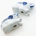 Pair Of Vintage Elephant Ceramic Salt & Pepper Pots Blue & White (#61862) 3