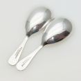 Pair Of Caddy Spoons - Old English Pattern Galloway Leeds Silver Plated Antique (#61937) 2