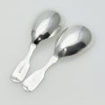 Pair Of Caddy Spoons -  Fiddle Pattern - Hutton Silver Plated Epns - Antique (#61939) 2