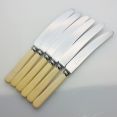 Set Of 6 Vintage Faux Bone Handle Dinner Knives Sanders Sheffield Steel Cutlery (#99529) 4
