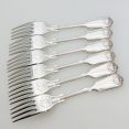 Fiddle Thread Shell Set Of 6 Pudding Fruit Forks Epns A1 Sheffield Silver Plated (#99531) 2