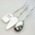 3x Scissor Action Salad & Sandwich / Cake Servers - Silver Plated - Vintage (#99534) 2