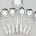 Set Of 6 Pudding Spoons & Server - Silver Plated Epns A1 Vintage (#99542) 4
