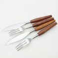 Westall Richardson 2x Steak Knives & Forks Mid Century Wood Handles Stainless (#99638) 2