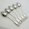 Fiddle Thread Shell - Set Of 5 Dessert Spoons Silver Plated Antique (#99677) 2