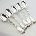 Fiddle Thread Shell - Set Of 5 Dessert Spoons Silver Plated Antique (#99677) 4