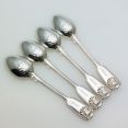 Fiddle Thread Shell - Set Of 4 Coffee Spoons Silver Plated Antique (#99679) 2