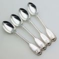 Fiddle Thread Shell - Set Of 4 Coffee Spoons Silver Plated Antique (#99679) 4