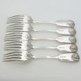 Fiddle Thread Shell - Set Of 5 Dinner Forks Silver Plated Antique (#99680) 2