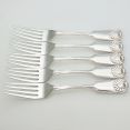 Fiddle Thread Shell - Set Of 5 Dinner Forks Silver Plated Antique (#99680) 4