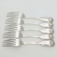 Fiddle Thread Shell - Set Of 5 Side / Dessert Forks Silver Plated Antique (#99681) 2