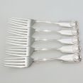 Fiddle Thread Shell - Set Of 5 Side / Dessert Forks Silver Plated Antique (#99681) 4