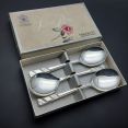 Viners Silver Rose Set Of 6 Soup Spoons Original Box Plated Vintage (#99723) 2