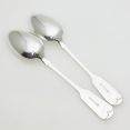 Fiddle Pattern - Pair Of Table Spoons - Silver Plated - Antique (#99747) 2