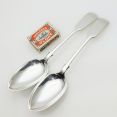 Fiddle Pattern - Pair Of Table Spoons - Silver Plated - Antique (#99747) 4