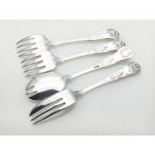 Kings Pattern Silver Plated Epns 4x Nice Forks Sardine Etc Vintage (#100110) 2