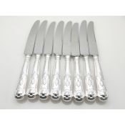 Kings Pattern - Set Of 8 Dinner Knives Silver Plated Handles Cutlery (#100267) 3