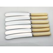 Jays Oxford St Set Of 6 Faux Bone Handled Dessert Knives #1 Vintage Cutlery (#100306) 3
