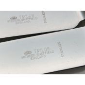 Block Faux Bone Handled Palette Shape Dinner Knives Taylor Eye Witness Sheffield (#100478) 2