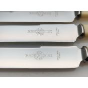 Faux Bone Handled Palette Dinner Knives Pochin Leicester Stainless Vintage X3 (#100492) 2