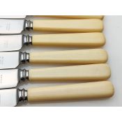 Faux Bone Handled Side Dessert Knives Set Viners Sheffield Stainless Steel (#100561) 3