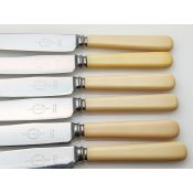 Faux Bone Handled Dinner Knives - Viners Sheffield Steel Vintage (#100566) 3