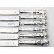 Kings Pattern - Set Of 6 Side Dessert Knives Silver Plated Handles Cooper Ludlam (#100578) 2