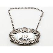 Sterling Silver Gin Decanter Label London 1969 (#100689) 2