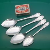 4x Jam Spoons La Regence Style Ornate Antique Silver Plated (#61631) 3