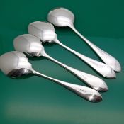 4x Queen Anne Style Jam Spoons - Silver Plated - Antique Epns (#61750) 2