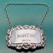 Sterling Silver Martini Decanter Ticket Bottle Label Birmingham 1977 (#61790) 2