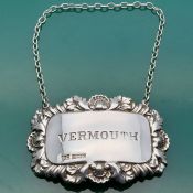 Sterling Silver Vermouth Decanter Ticket Bottle Label Birmingham 1966 (#61791) 2