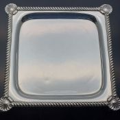 Unusual Silver Plated Square Waiter Tray - Claw & Ball Feet - Antique (#61835) 2