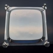 Unusual Silver Plated Square Waiter Tray - Claw & Ball Feet - Antique (#61835) 3
