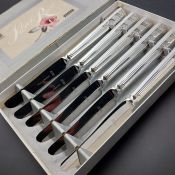 Viners Silver Rose Set Of 6 Dessert Knives Original Box Plated Vintage (#99727) 2