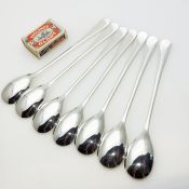 Set Of 7 Cocktail / Sundae Spoons Silver Plated Old English Pattern Vintage (#99750) 2