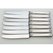Grecian Pattern Set Of 7 Side Dessert Knives Silver Plated Steel United Cutlers (#99976) 2