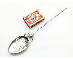 Unusual Arts & Crafts Long Ornate Spoon - Silver Plated On Copper (#100005)