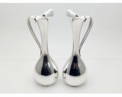 Stylish Vintage Pair Of Silver Plated Vases - Denmark Danish (#100010)