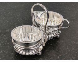 Sugar Bowl & Cream Jug On Stand - Silver Plated Epns Antique (#100018)
