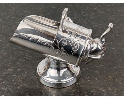 Chased Silver Plated Coal Scuttle Form Sugar Bowl With Scoop Sheffield (#100019)