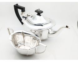 Silver Plated Tea Pot & Sugar Bowl - Vintage - Sheffield (#100023)