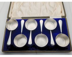 Rare Cased Set Of 6 Brandy / Sauce Pans - Silver Plated- Wm Hutton - Antique (#100044)