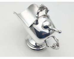 Gleaming Silver Plated Coal Scuttle Form Sugar Bowl With Scoop (#100050)