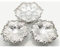 Set Of 3 Gorgeous Antique Silver Plated Bonbon Dishes Antique Sheffield (#100051)